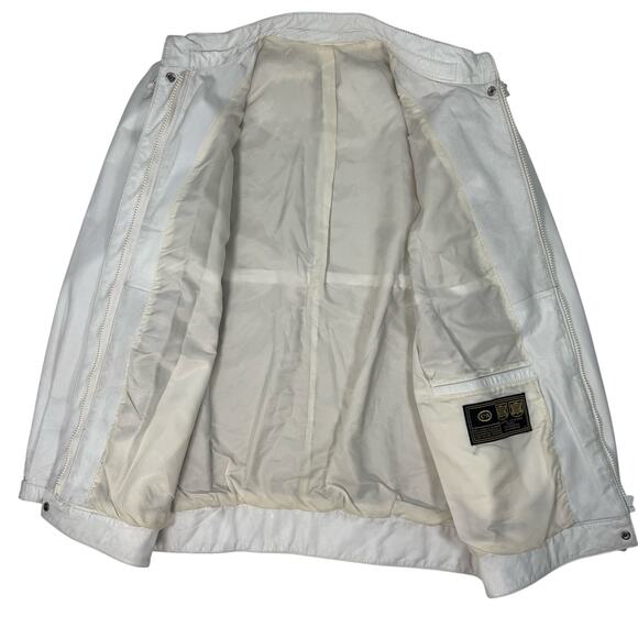 Vintage Women's Large C&A White Cowhide Leather Jacket 40” Chest Classic Bomber - Picture 11 of 11